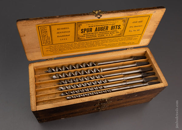 Extra Fine Complete Set of 13 RUSSELL JENNINGS Auger Bits in Original Three Tiered Box - 104415