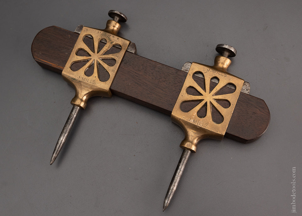 Ornate, Pierced Brass & Steel 7 Inch Trammel Points - 104443