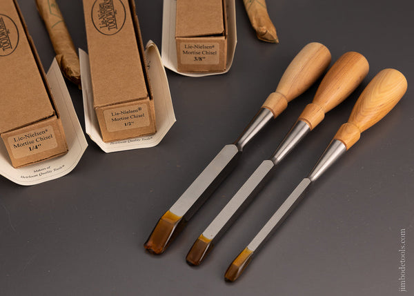 Hard-to-find Set of 3 LIE NIELSEN Mortise Chisels Mint in Box - 104474