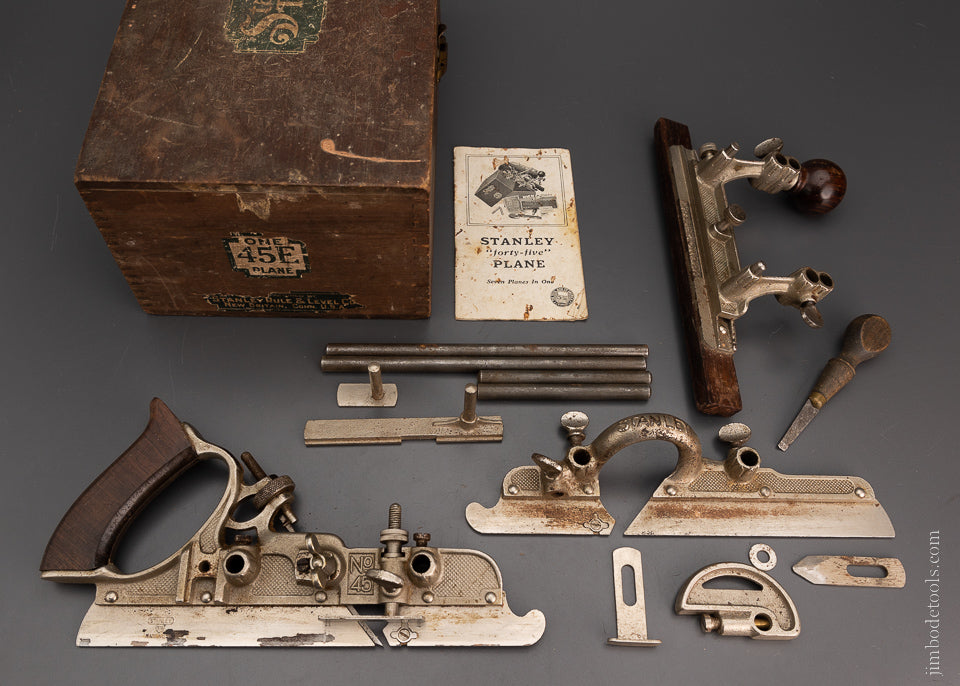 100% Complete STANLEY No. 45E Combination Plow Plane in Box SWEETHEART Skate (1920’s) - 104502