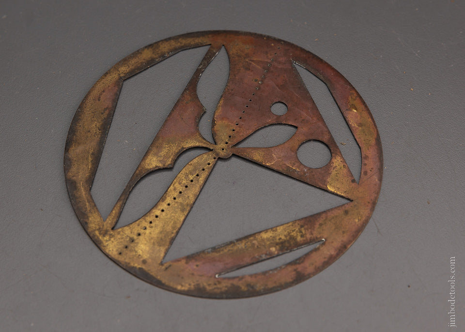 1885 POLYGRAPH CO PHILADELPHIA 4 3/4 inch Brass Drawing Draughting Design Template - 104354