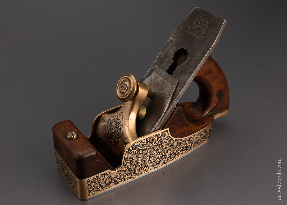 Stunning Lavishly Engraved Gunmetal Infill Smooth Plane - 104631