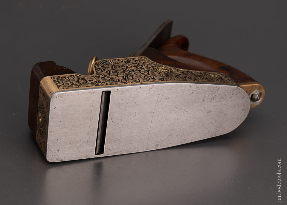 Stunning Lavishly Engraved Gunmetal Infill Smooth Plane - 104631