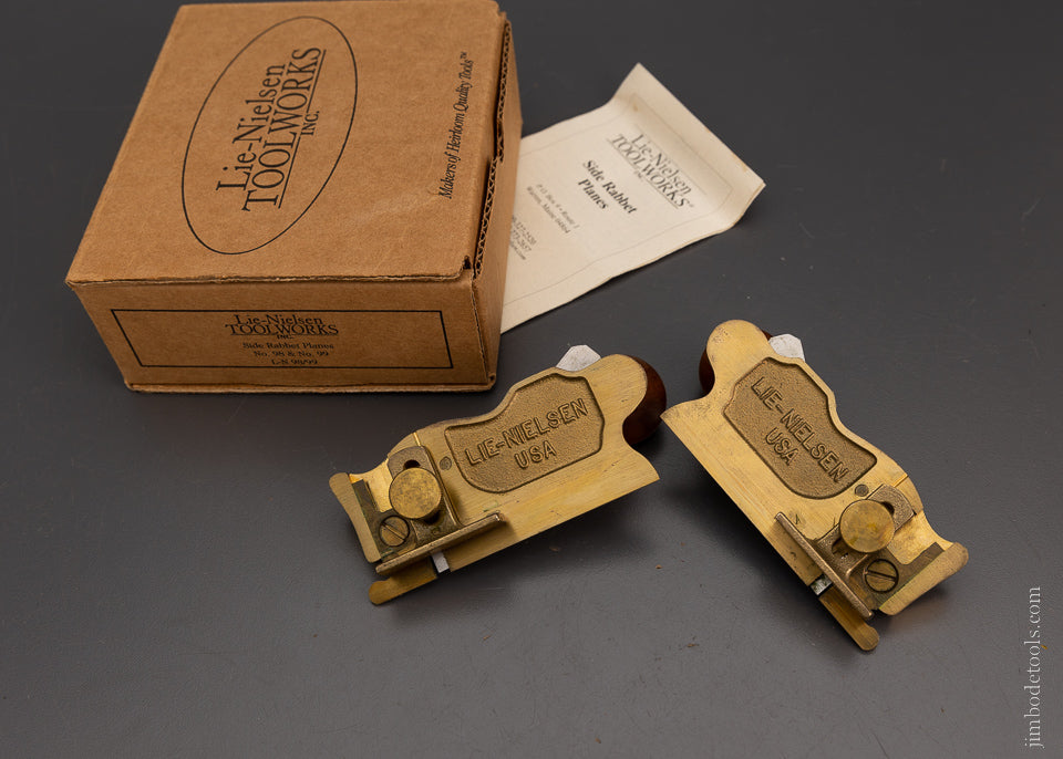 LIE NIELSEN No. 98 & 99 Left & Right Side Rabbet Plane Pair Discontinued Mint in Box - 104692