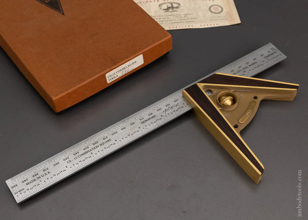 BRIDGE CITY TOOL WORKS CS-12 Combination Square Rosewood MINT in Original Box 104728