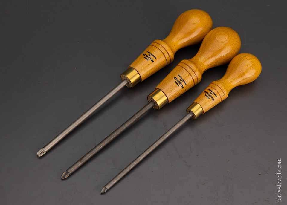 Rare MARPLES Phillips Cabinet Maker’s Screwdriver Set 3 Sizes - 104776