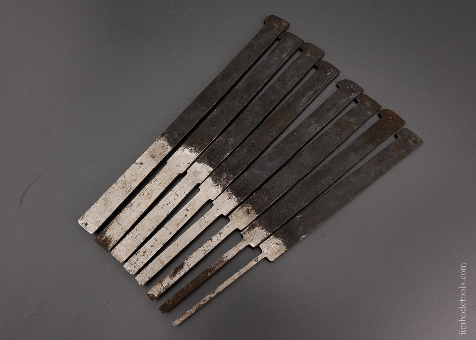 Set of 8 Mint Plow Plane Irons HILDICK - 104802