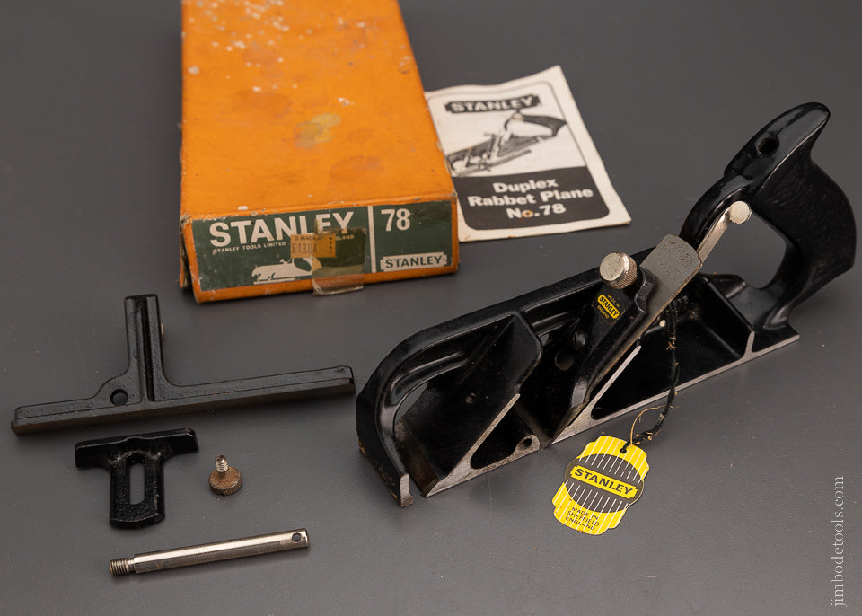 STANLEY No. 78 Rabbet Plane 100% Near Mint in Box with Tag - 104821
