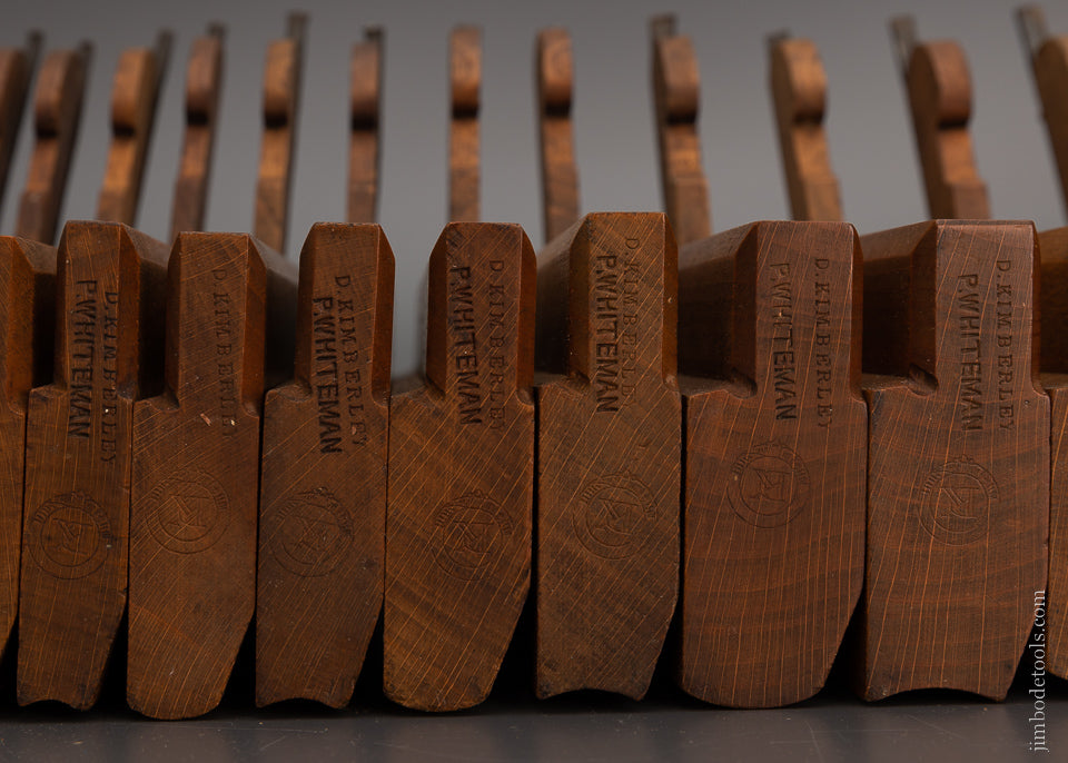 Very Fine & Crisp Set of 18 Skewed Hollow & Round Moulding Planes by D. KIMBERLY - 104921