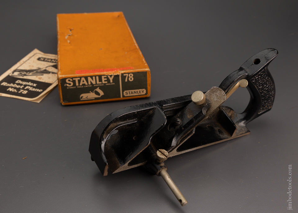 STANLEY No. 78 Duplex Rabbet Plane Near Mint in Box - 104960