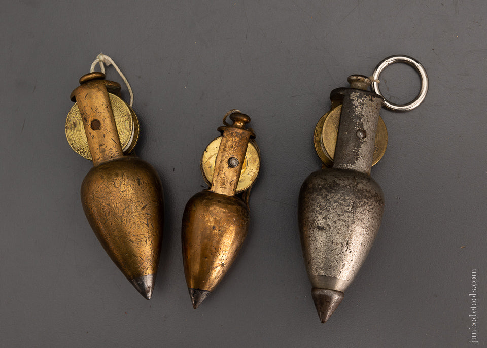 Complete Set STANLEY No. 1, No. 2 & No. 5 Reel Plumb Bobs - 104980