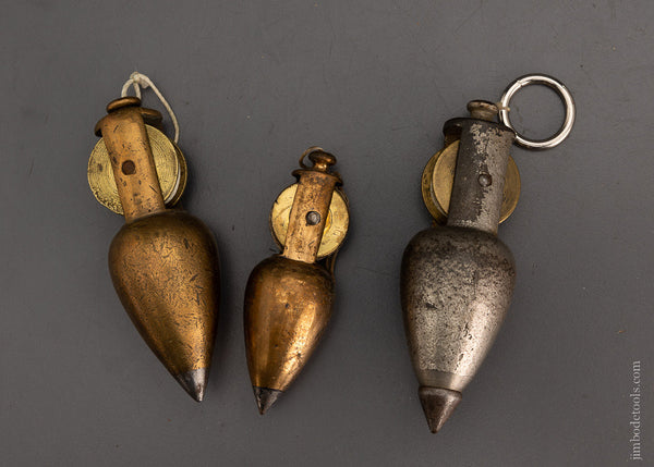 Complete Set STANLEY No. 1, No. 2 & No. 5 Reel Plumb Bobs - 104980