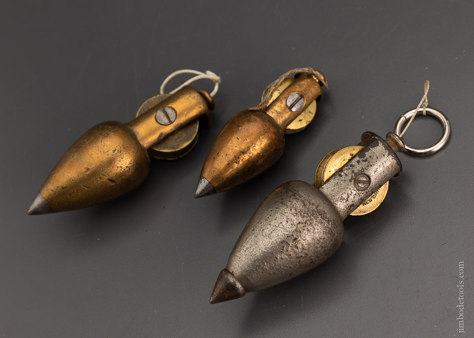Complete Set STANLEY No. 1, No. 2 & No. 5 Reel Plumb Bobs - 104980