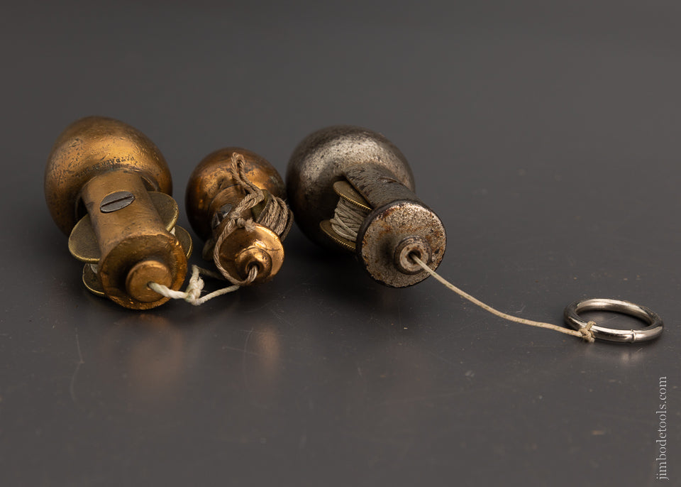 Complete Set STANLEY No. 1, No. 2 & No. 5 Reel Plumb Bobs - 104980