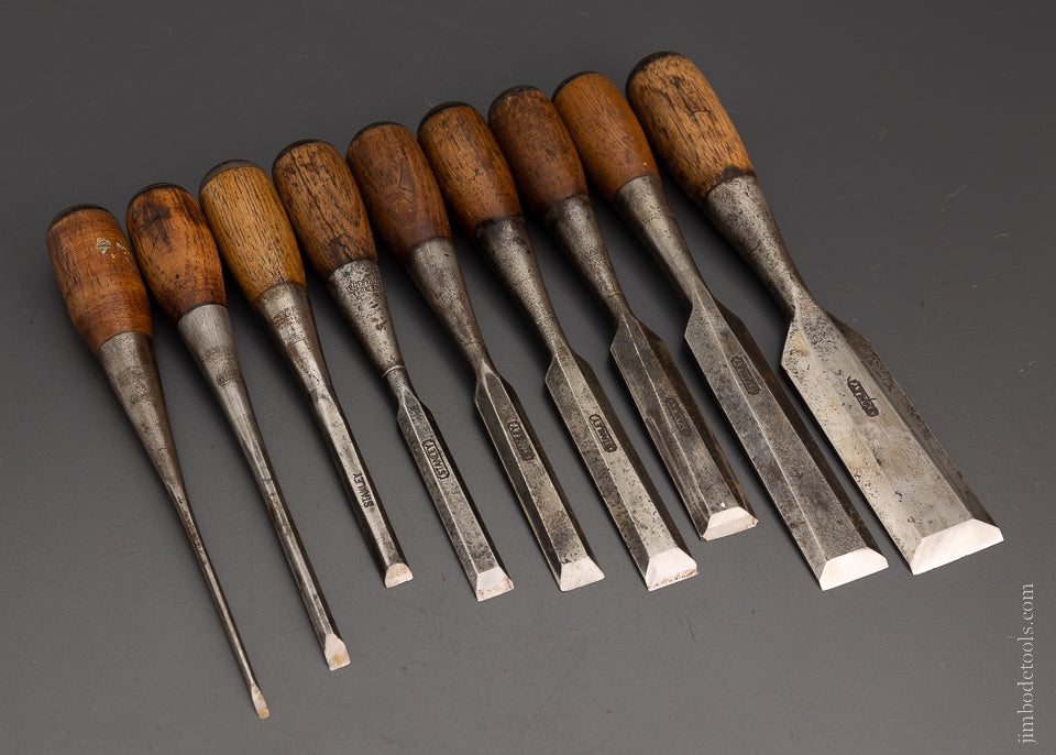 Full Set of 9 STANLEY No. 50 EVERLASTING Chisels Complete Set No. 220 - 105005
