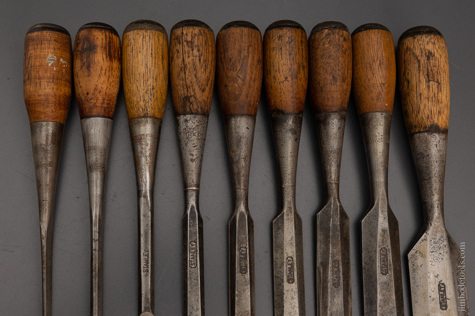 Full Set of 9 STANLEY No. 50 EVERLASTING Chisels Complete Set No. 220 - 105005