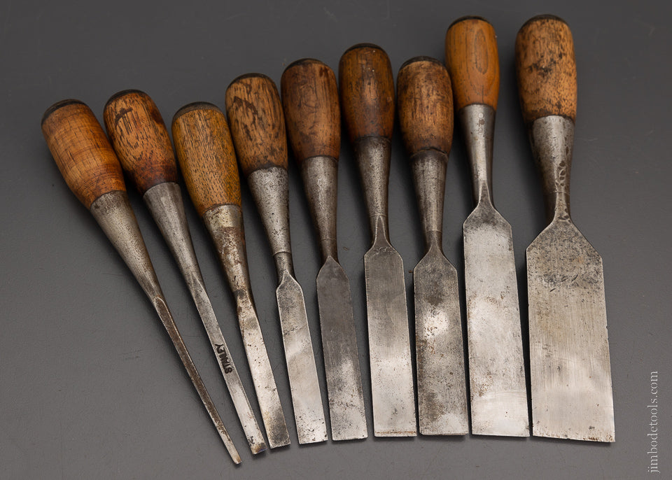 Full Set of 9 STANLEY No. 50 EVERLASTING Chisels Complete Set No. 220 - 105005