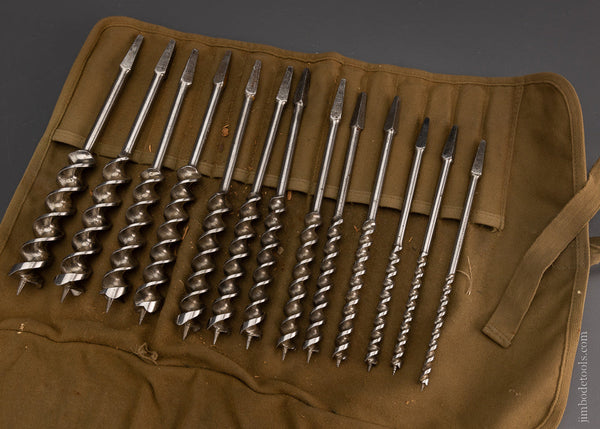Complete Set of 13 RUSSELL JENNINGS Auger Bits in Roll - 105019