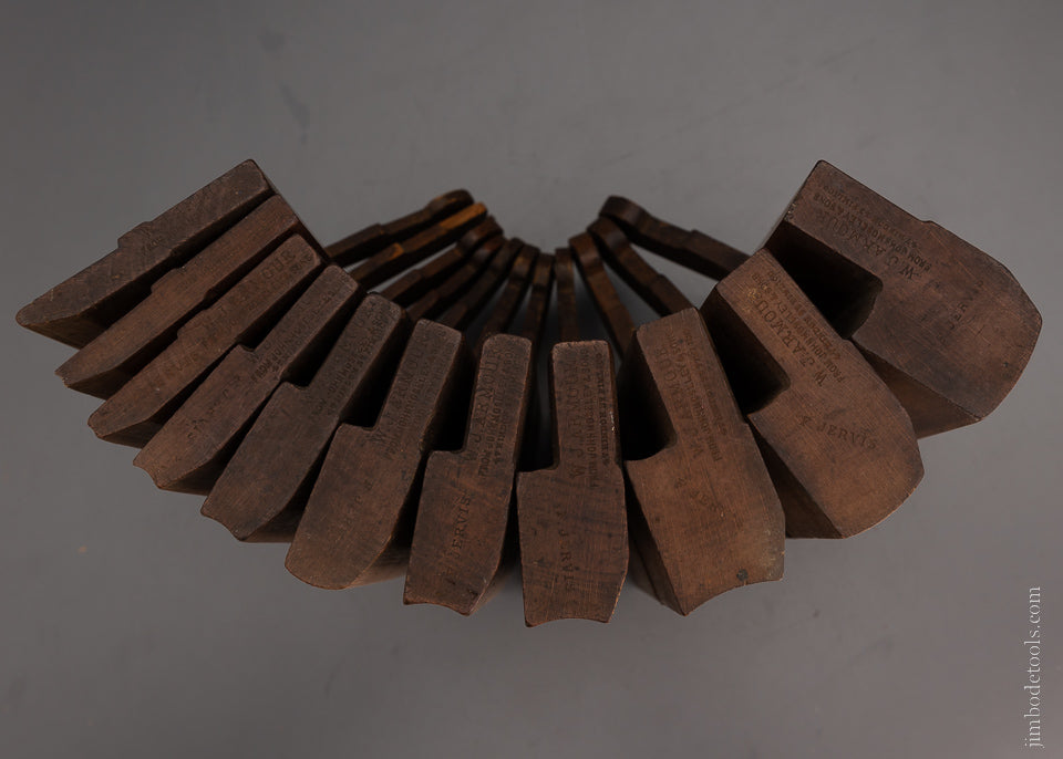 Working Set of 11 Hollow & Round Moulding Planes by W.J. ARMOUR from MOSELEY & SONS PIMLICO - 105026