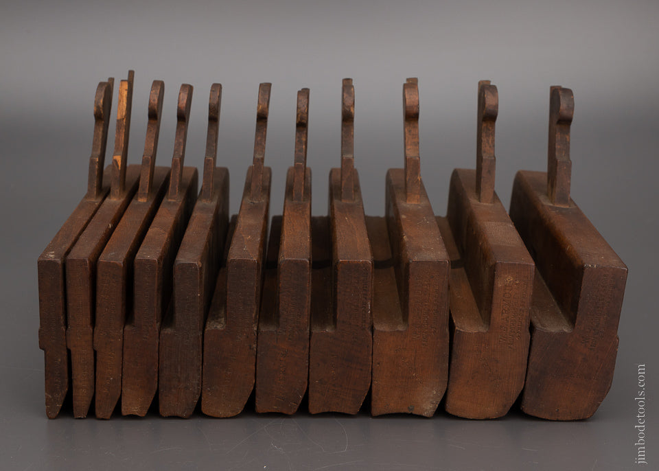 Working Set of 11 Hollow & Round Moulding Planes by W.J. ARMOUR from MOSELEY & SONS PIMLICO - 105026