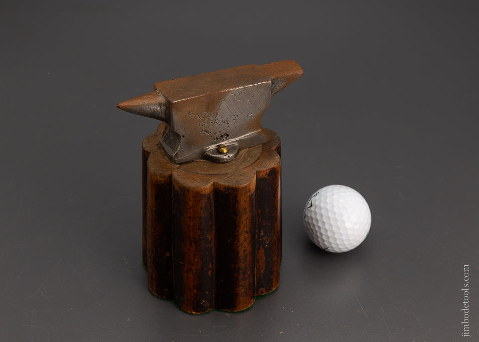 Pretty French Jeweler’s Anvil on an Ornate Stump 5 inches tall - 105029