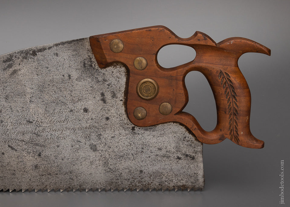 Fine Monster 28 Inch DISSTON ACME 120 Thumb Hole Hand Saw Just Sharpened - 105052