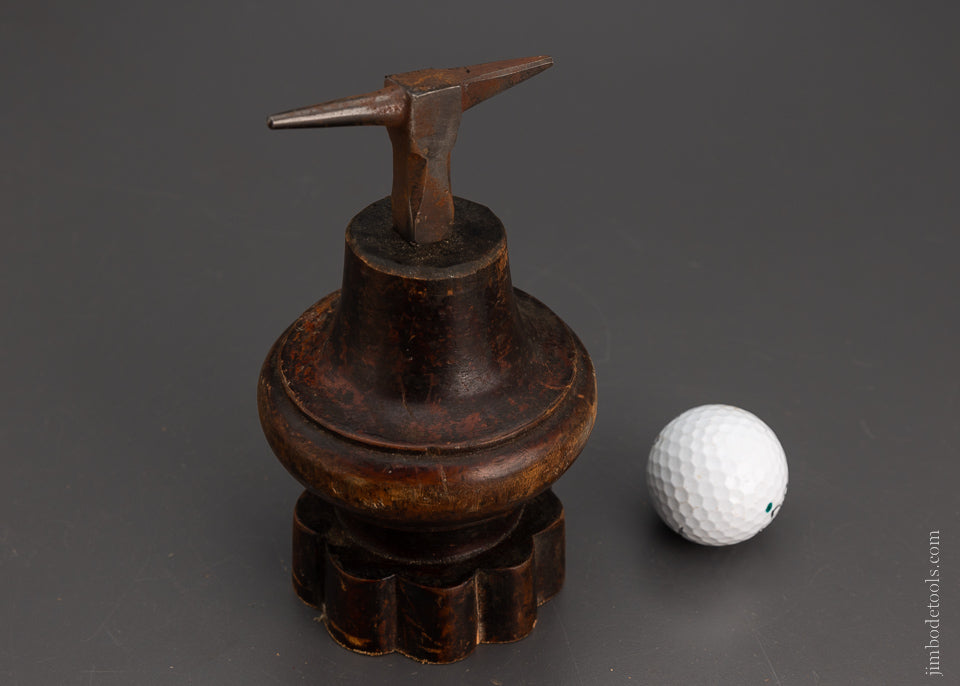 Pretty French Jeweler’s Anvil on an Ornate Stump 6 1/2 inches tall - 105068