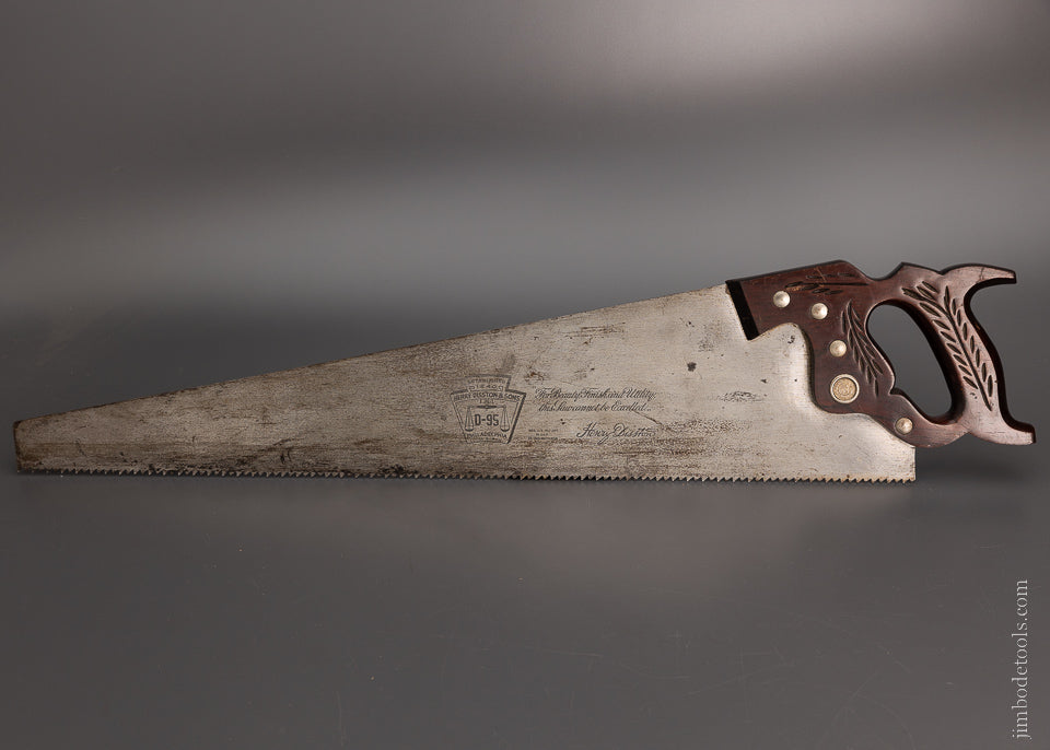 Fine Rosewood Handle DISSTON No. D-95 Rip Hand Saw - 105077