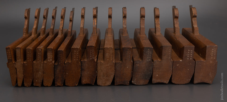 Fine Crisp Set of 14 Hollow & Round Planes by “B. HUFF MAKER” Skewed 2 STAR - 105080