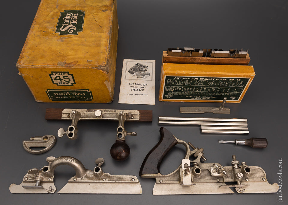 100% Complete STANLEY No. 45 Combination Plow Plane in Box 100% Complete Mint & Unused- 105086