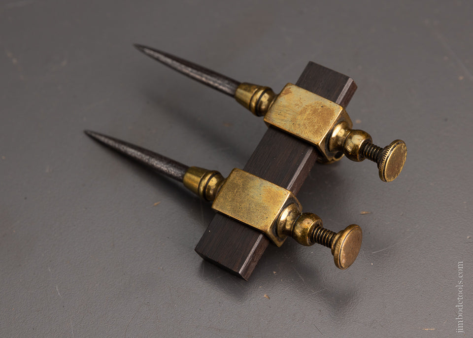 Tiny Ornate Brass Trammel Points 3 7/8 Inches Long - 105104
