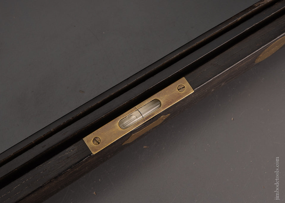 Very Rare BENJ. VAN AMRINGE PATENT Ebony Combination Tool Bevel, Square, Saw, Level Rule, Etc. - 105296