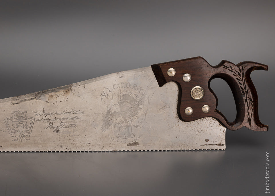 Rare & Fine World War 1 DISSTON D-115 Rosewood Handle Hand Saw - 105297
