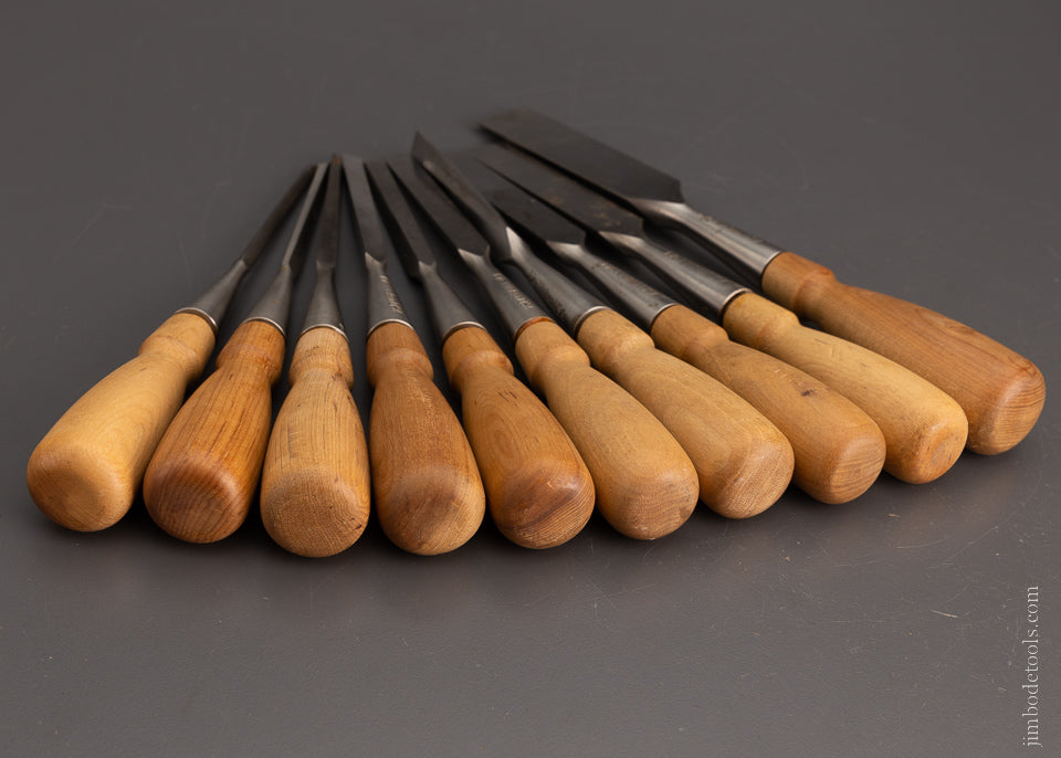 Set of 10 LIE NIELSEN Bevel Edge Chisels Including 3 Discontinued Sizes - 105442