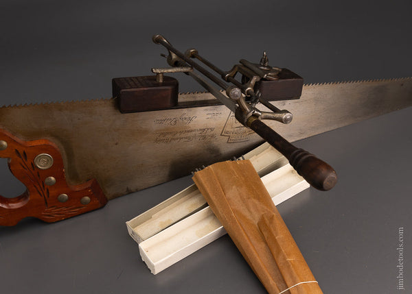 Complete WILSON PATENTED Saw Filer with Box of New Simonds Saw Files - 105533