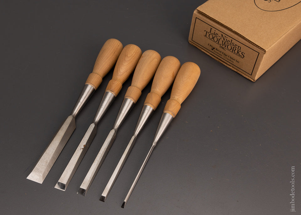 LIE NIELSEN 5 Piece Bevel Edge Chisel Set Mint in Box - 105576
