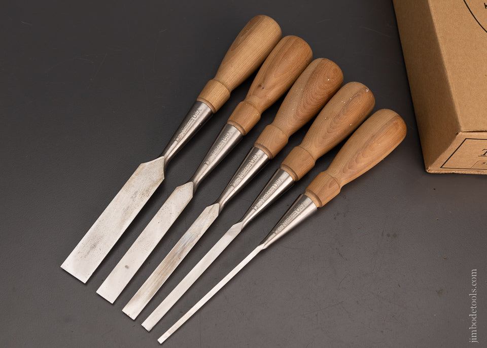 LIE NIELSEN 5 Piece Bevel Edge Chisel Set Mint in Box - 105576