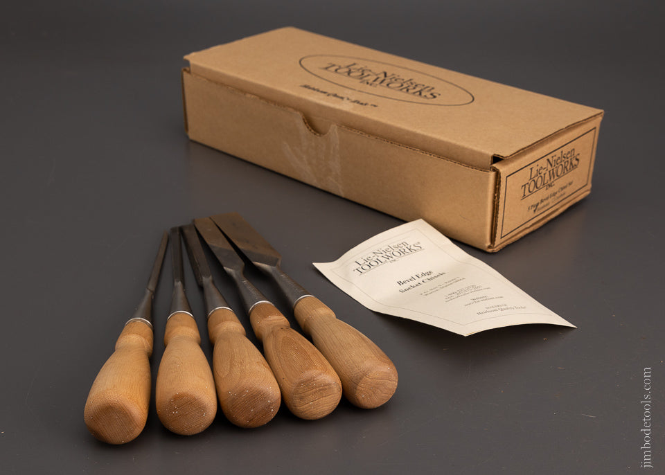LIE NIELSEN 5 Piece Bevel Edge Chisel Set Mint in Box - 105576