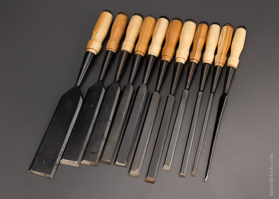 Near Mint BINGHAM’S BEST BRAND Set of 11 Bevel Edge Chisels - 105594