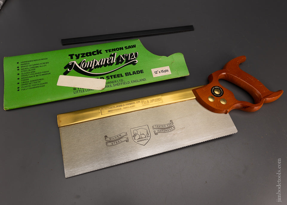 Mint New Old Stock 12 Inch Brass Back Tenon Saw TYZACH - 105636