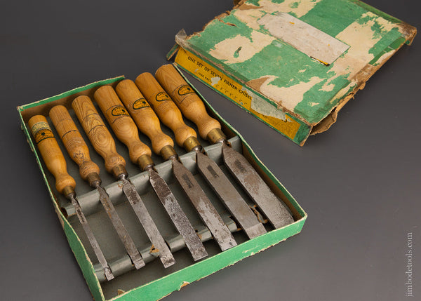Near Mint Set of 7 MAWHOOD Firmer Chisels in Original Box - 105693