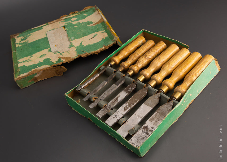 Near Mint Set of 7 MAWHOOD Firmer Chisels in Original Box - 105693
