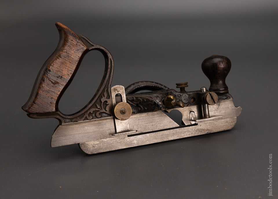 Excellent Early STANLEY No. 46 Skewed Plow Plane with 9 Irons. Custom Box - 105712