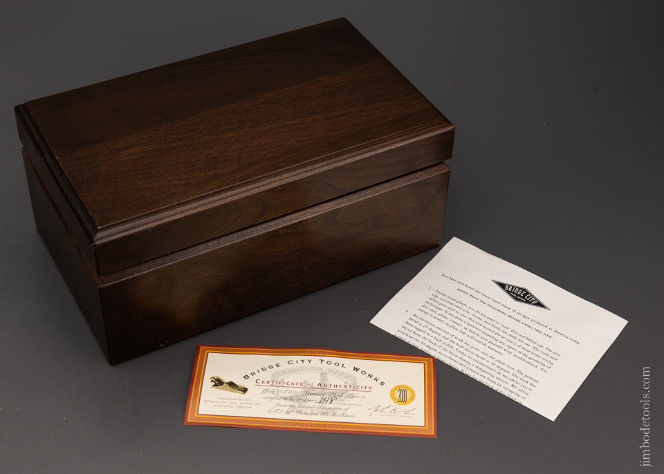 BRIDGE CITY TOOL WORKS CT-8 Dovetailed Block Plane Dead Mint in Original Box - 105750