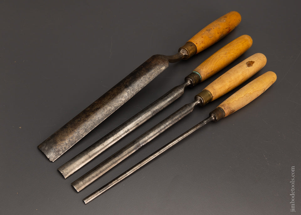 Set of 4 MARPLES Boxwood Handle Paring Gouges - 105839