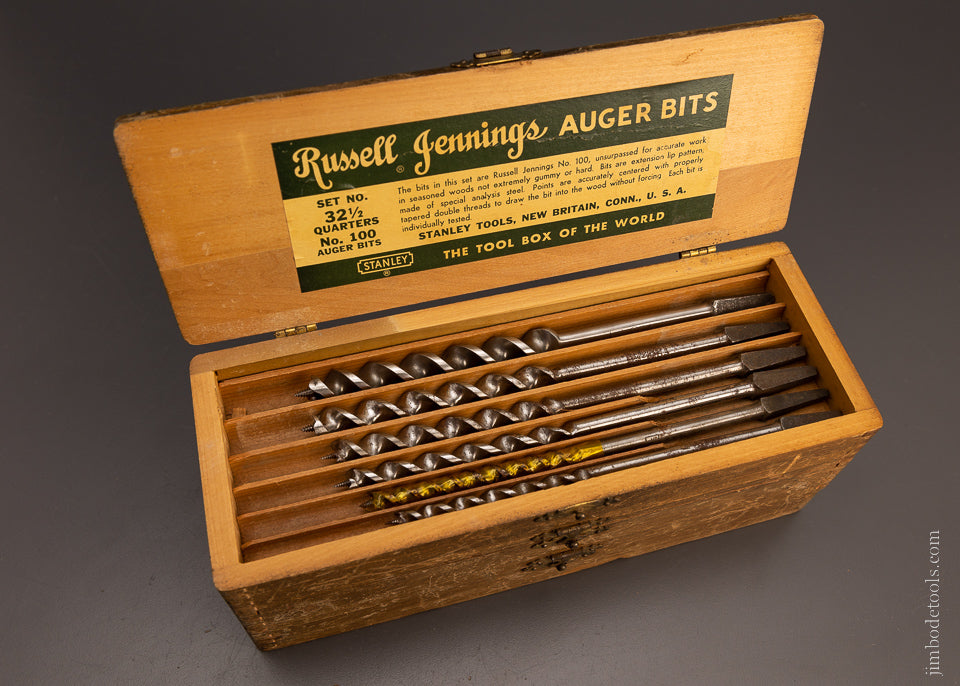 Complete Set of 13 RUSSELL JENNINGS Auger Bits in its Original 3 Tiered Box - 105959