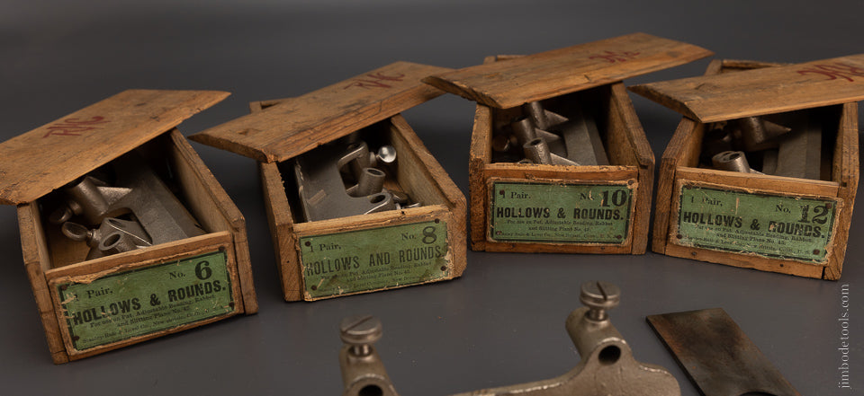 Rare Complete Set of Hollow & Round Bottoms for STANLEY No. 45 Plow Plane with Custom Boxes - 105993