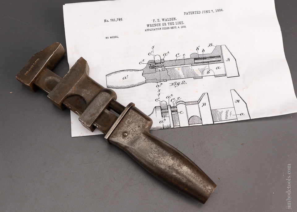 Scarce WALDEN PATENT 1904 Quick Adjustable Wrench 1904 - 106051