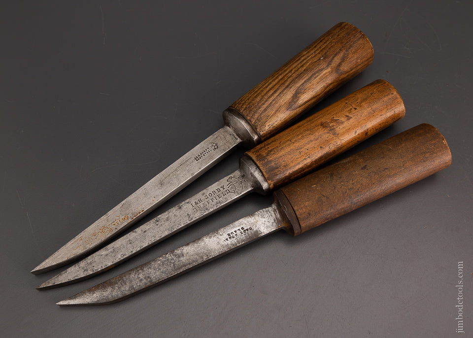 Set of 3 I & H SORBY Pig Sticker Mortise Chisels - 106060