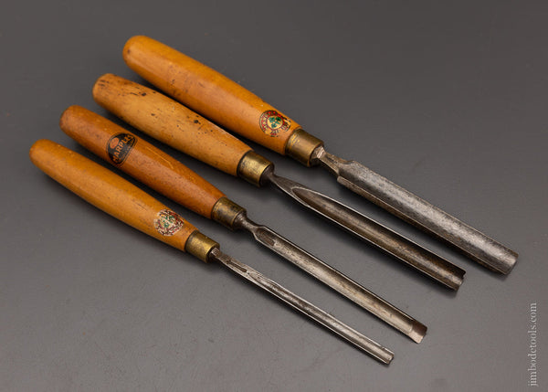 4 Fine MARPLES Boxwood Handled Gouges - 106251
